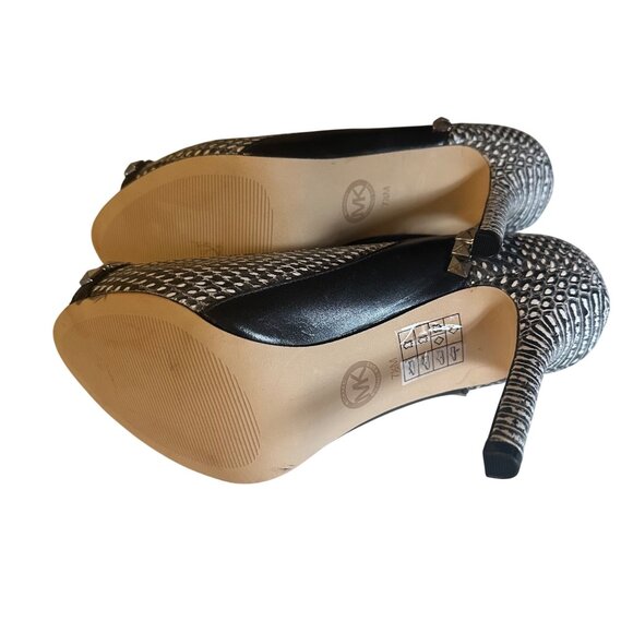 Michael Michael Kors black and gray snake print leather silver stud heels size 7 - Picture 6 of 6